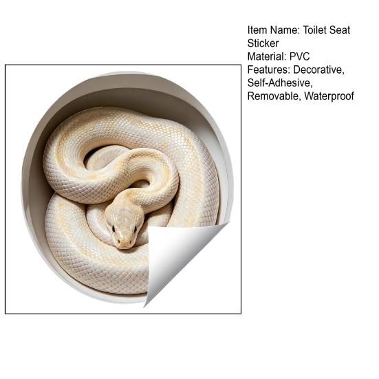 Home Party Wall Decoration Realistic Snake Toilet Seat Sticker, PVC Waterproof Python Durable Decal Decal, Creative Lid Sticker for