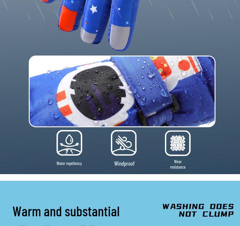 Kids' Winter Cartoon Gloves: Warm, Non-Slip, Waterproof, Thick Fleece for Outdoor Sports, Cycling, Skiing