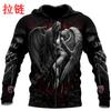 Hoodie Men's Women's Skeleton Angel Demon 3D Printing Men Sweatshirts Zipper Casual Streetwear Autumn Oversized Harajuku Hooded