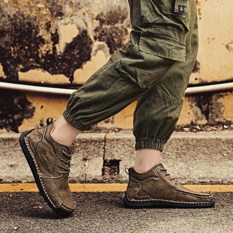 39-46 Мужская повседневная обувь среднего размера, уличная кожаная обувь, туфли большого размера на плоской подошве ручной работы