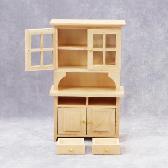 Миниатюрный книжный шкаф для кукольного домика, имитация книжного шкафа с ящиками, многоярусный мини-деревянный книжный шкаф для масштаба 0,05
