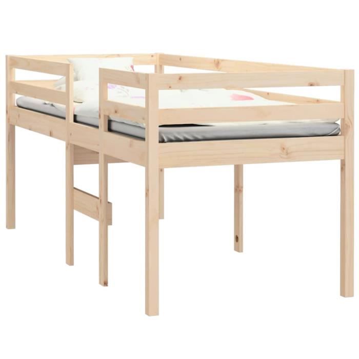 VidaXL High Bed 90x200 Cm Solid Pine Wood 821604