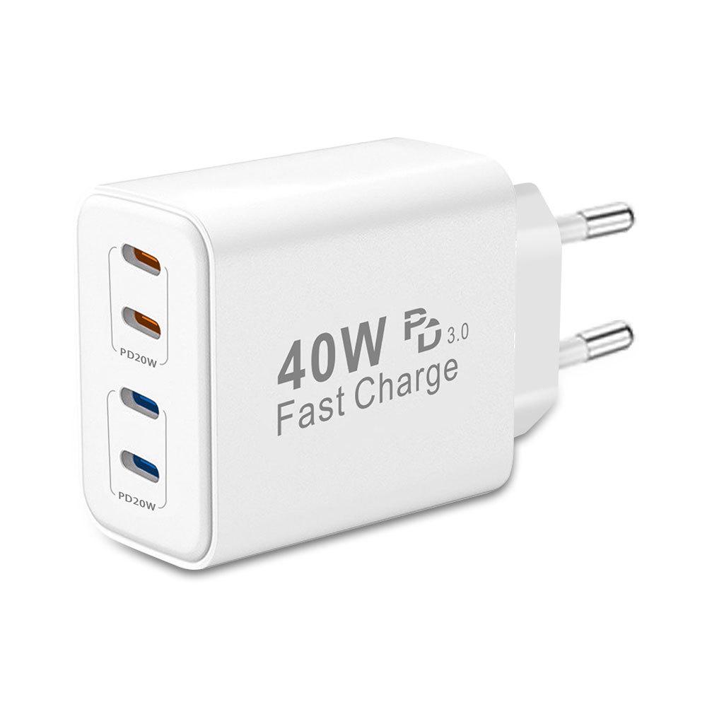 PD40W Европейская многопортовая зарядная головка USB-C Подходит для зарядного устройства для мобильных телефонов Samsung и Apple
