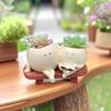 Милый двойной горшок из смолы Креативный цветочный горшок с улыбающимся лицом Мини настольный горшок для суккулентов Цветочный горшок Садовая домашняя декорация