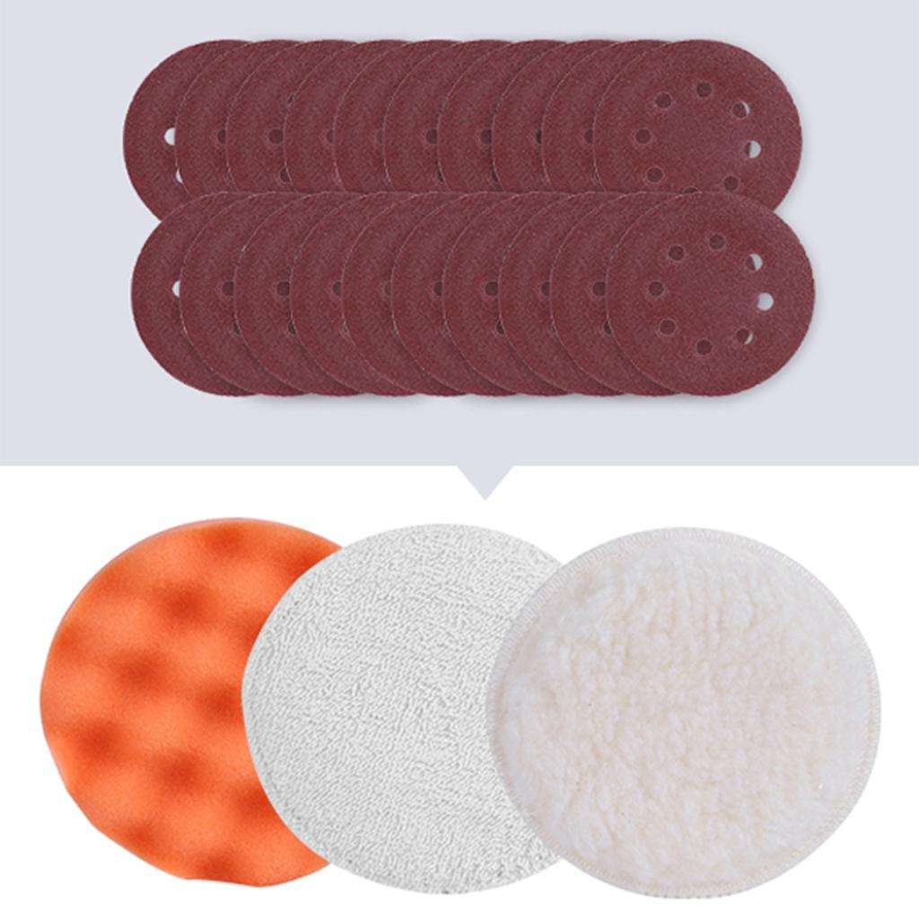 300W Random Orbit Sander 2.5 Amp Orbital Sander with 6 Variable Speeds 13000 OPM 20pcs Sanding Discs Sponge Disc Wool