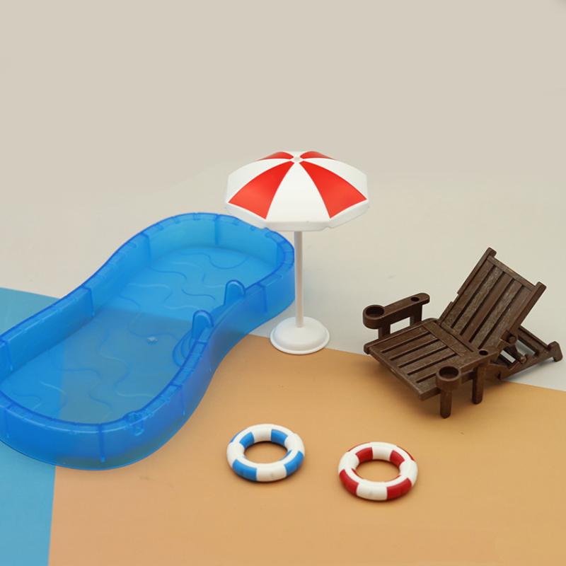 1Pcs Mini Blue Swimming Pool Model Dollhouse Miniature Pool Scene Ornament For Doll House Children's Toy Accessories
