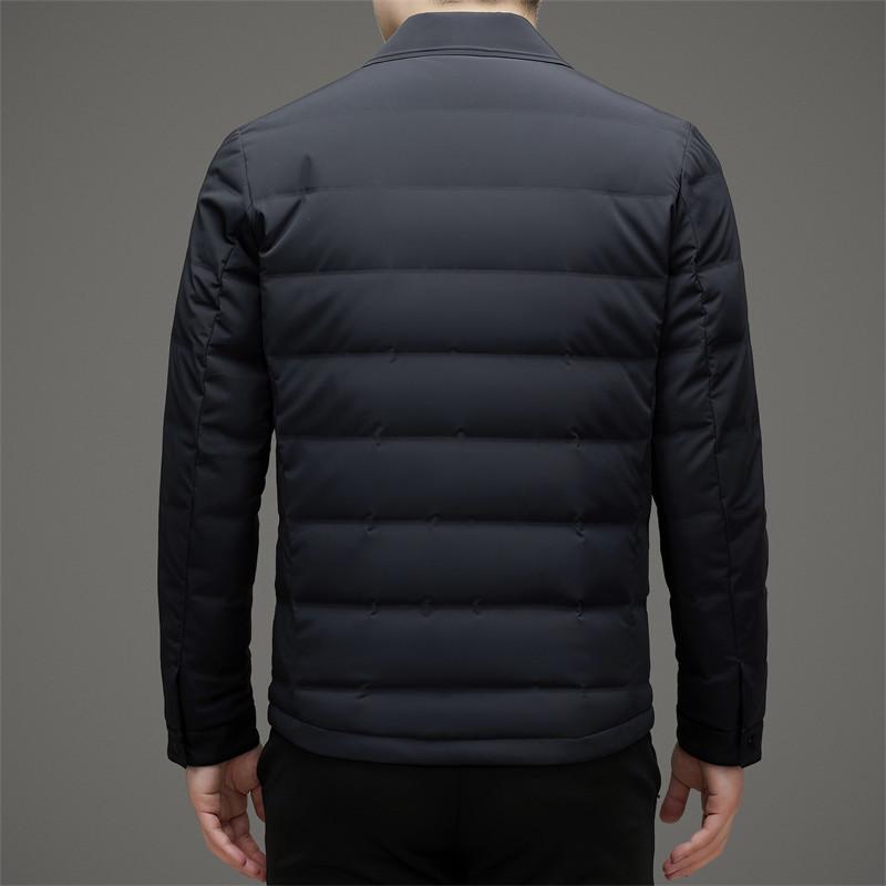 90 Velvet White Goose Down Jacket для мужчин, молодых и среднего возраста, с тонкими лацканами, облегающая, роскошная, повседневная, теплая зимняя куртка