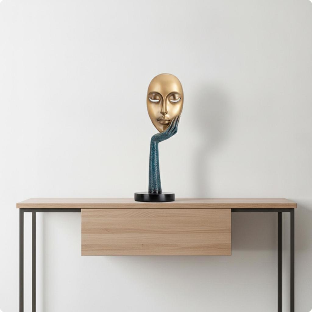 Abstract Face Sculpture Artistic with Mask Elegant for Entryway