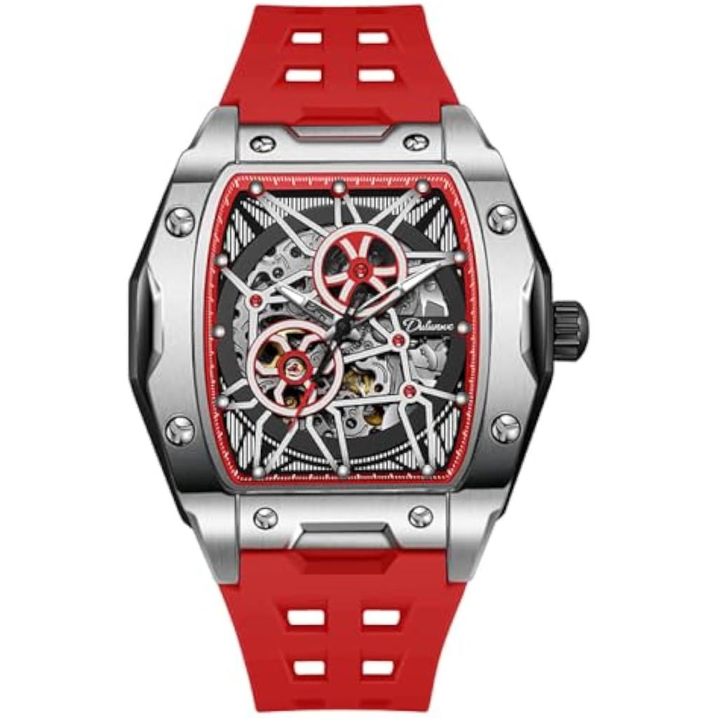 Dulunwe Мужские автоматические механические часы в форме винной бочки, роскошные светящиеся водонепроницаемые модные креативные крутые часы