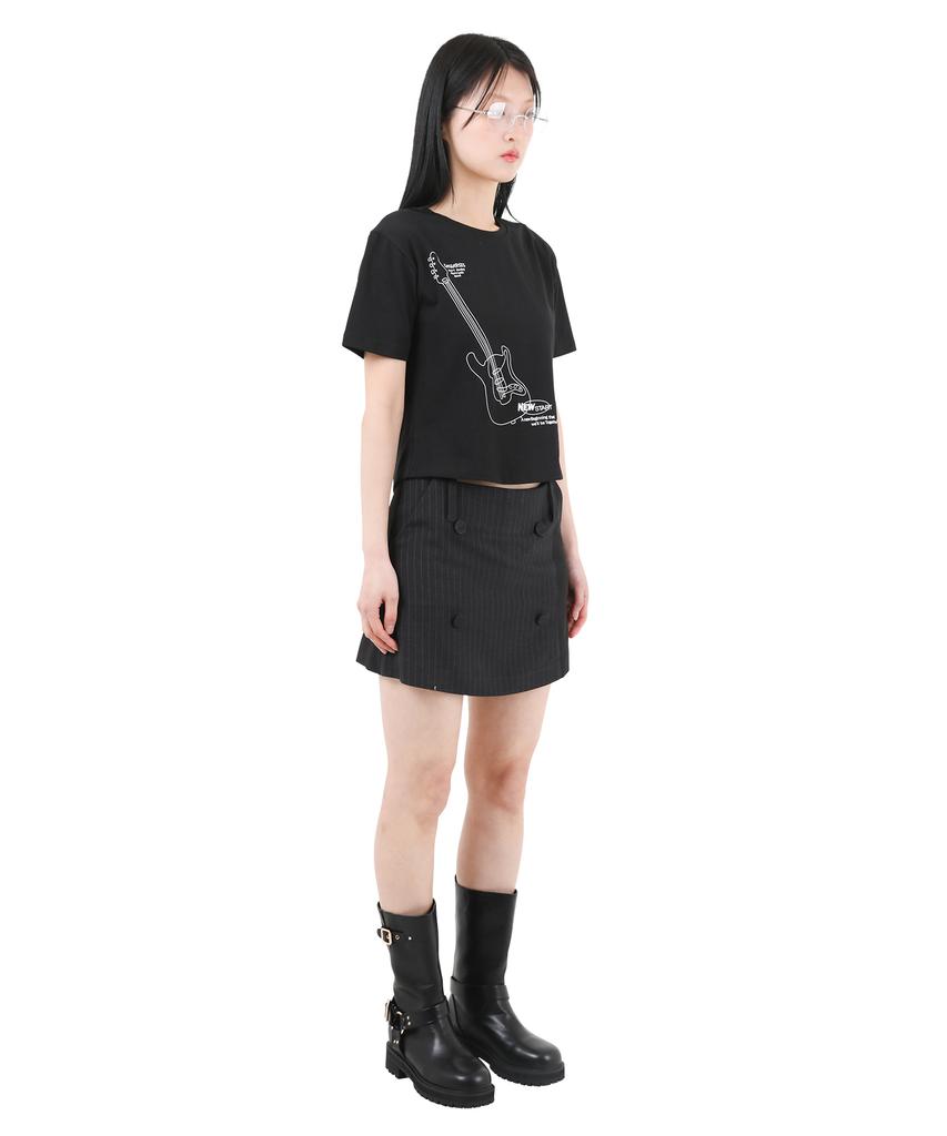 Catharsis Mini Skirt Pants Black Pinstripe One Size