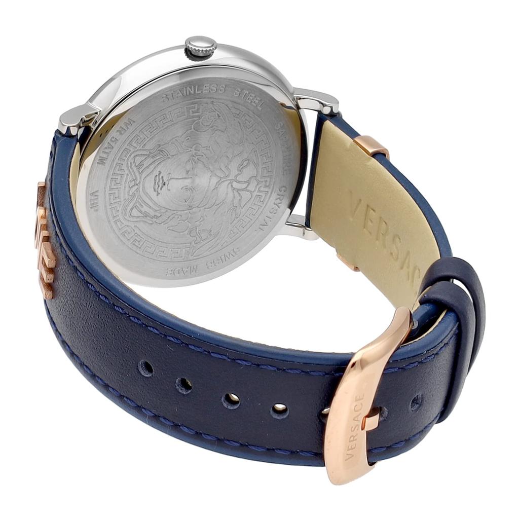 Часы V Circle с синим циферблатом из нержавеющей стали и сапфировым стеклом, кварцевые, 38 мм, швейцарские часы VBP090017 [Versace] V-CIRCLE женские [Товар]