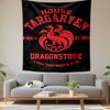 A Red Three-headed Dragon with Bold Text Displaying "House Targaryen." Patterned Tapestry for Bedroom and Living Room Home Decor