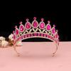 European & American Luxury Red Crystal Bridal Crown for Weddings & Birthdays