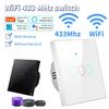 Умный WiFi выключатель ЕС Настенный сенсорный выключатель света 220В Не требуется нейтральный провод Tuya Smart Life Работает с Alexa Google Home 1/2/3 клавиши