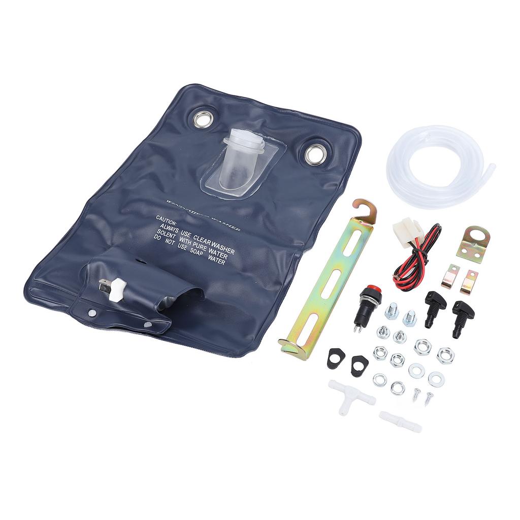 12V Universal Windshield Washer Pump Bag Kit 1L Efficient Cleaning Jet Button Switch 151286776374 for Classic Cars