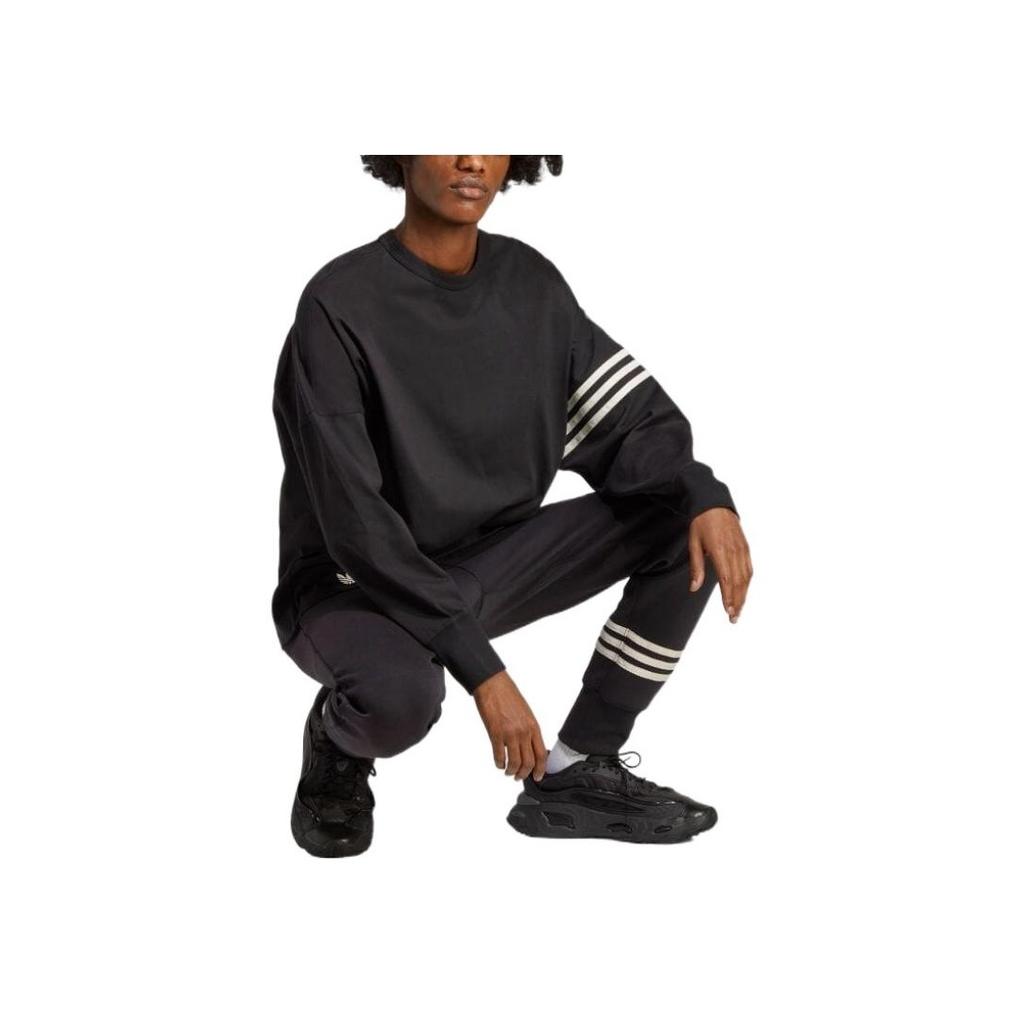 Adidas Футболка с длинным рукавом Originals Trefoil Crew Neck, мужские топы, черный цвет HR8697