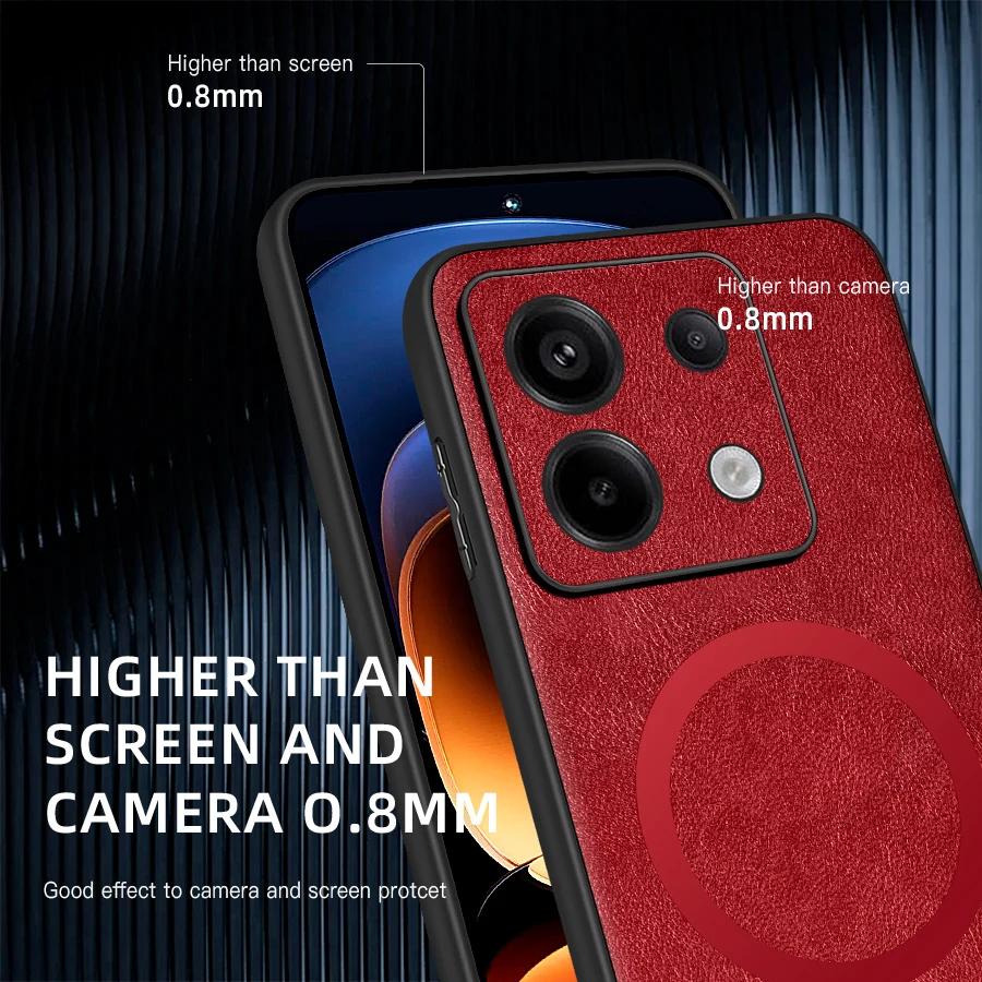 Для POCO X6 X6 Pro Чехол из ПУ кожи с магнитным кольцом, мягким краем, защитой от падений и отпечатков пальцев