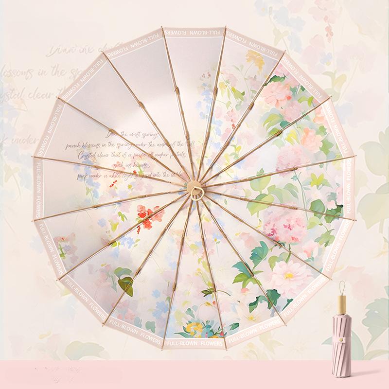 Большой солнцезащитный зонт от УФ-лучей для женщин, складные зонты с принтом от дождя, зонты двойного назначения для солнечной и дождливой погоды, женский зонтик