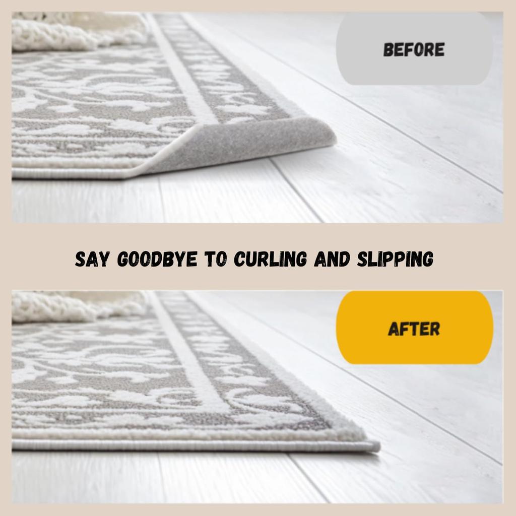 12-Pack Gripper for Rug for Hardwood Floors and Tiles: Double-Sided Reble Rug Carpet Tape. Anti-Slip Tape Grips Area Rugs, Non-Slip Rug Pads Prevent