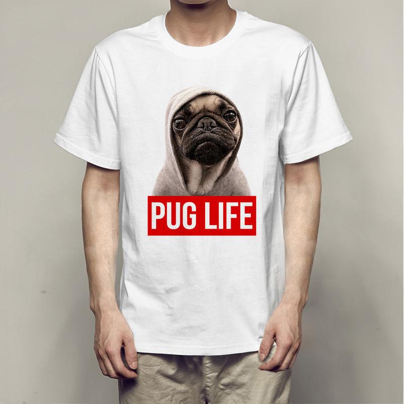Летние футболки Bago Dog Rock Pug Rock из хлопка с принтом, свободные, с круглым вырезом и коротким рукавом, мужские