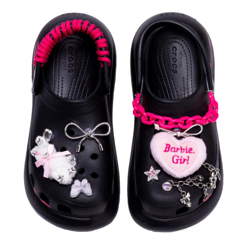 Crocs Crush Clog Classic Crush Cool Black Sweetheart Подарочная коробка EVA Сладкая Крутая Девочка Удобная и Универсальная Обувь с Отверстиями Унисекс Черный