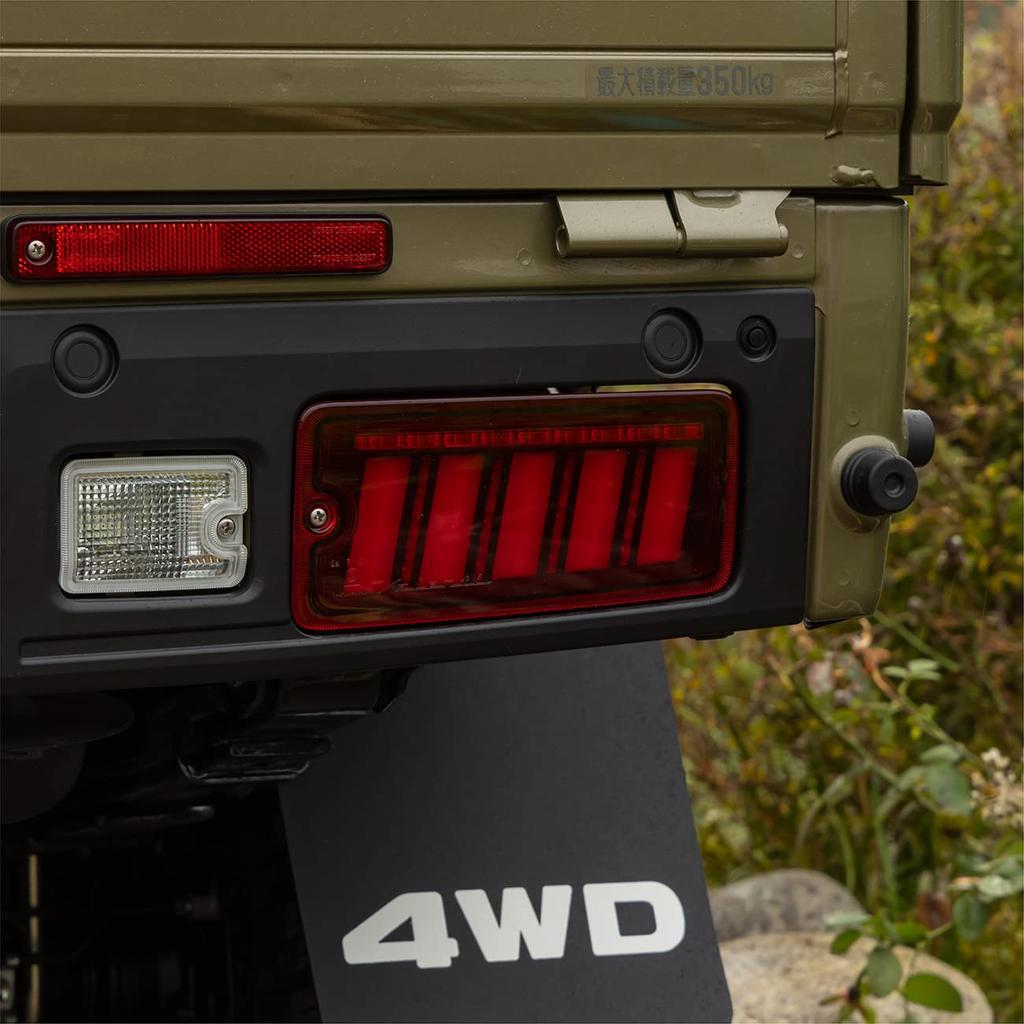 Valenti Jewel LED Tail Lamps for Toyota Hijet Truck Model with Ultra Red Lens and Gloss Black OEA Sequential Flowing Turn Safety Standards (Late