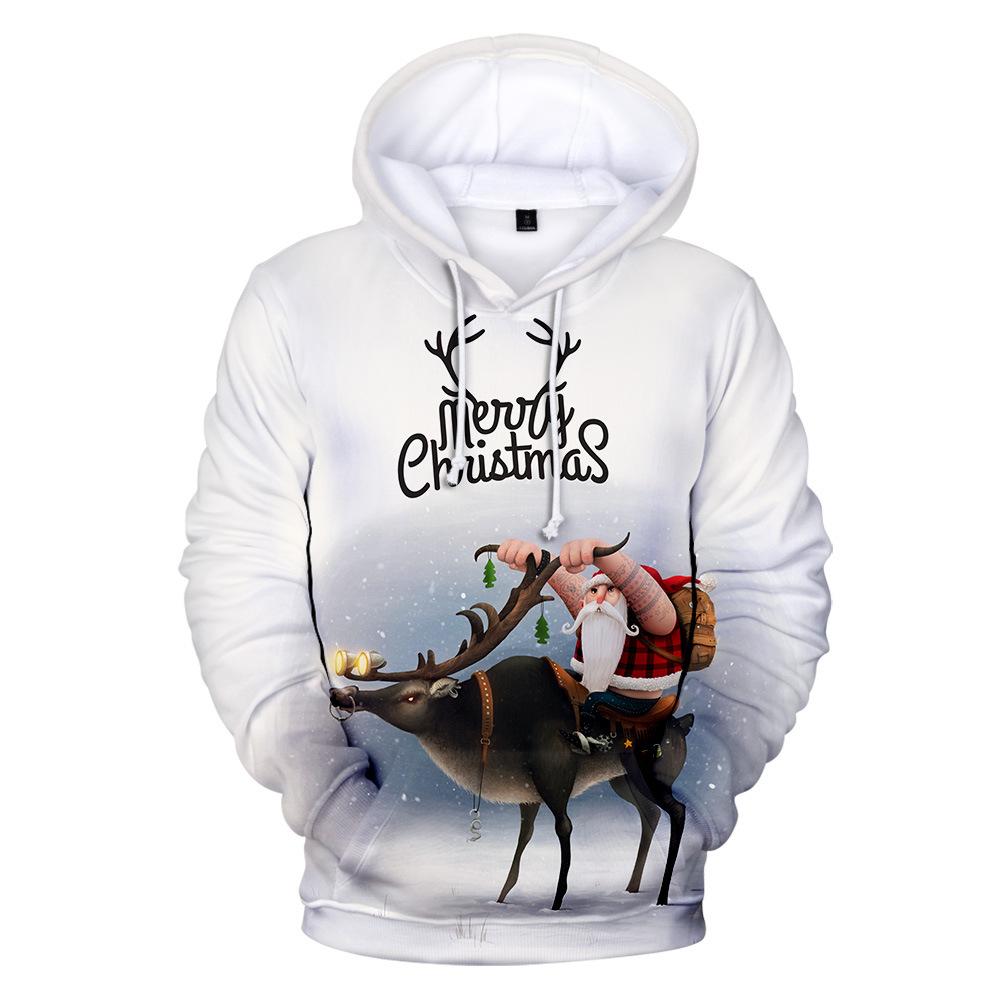 New In Hoodies & Sweatshirts Santa Claus Hoodies For Men New Year Gift Christmas Snowman Print Sweatshirts Top Oversized Clothes