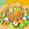 12Pcs/Set Cartoon Easter Hand Painted Egg Easter Egg Artificial Egg Pendant  Party Decoration