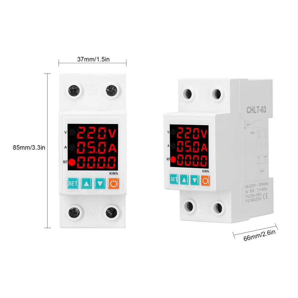 Three Display Adjustable Voltage Protector Intelligent Over-voltage Under-voltage Over-current