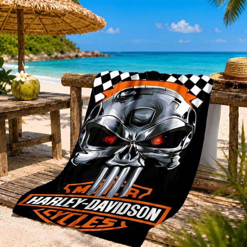 Harley-davidson Motorcycle Artwork Beach Towel, Quick-drying, Easy to Care for, Suitable for Both Fitness and Beach Vacations,Sports Essential