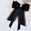 Rhinestone Pearls Tie Black Decoration Shirt Tie Hand-beaded Lace Necktie  Women