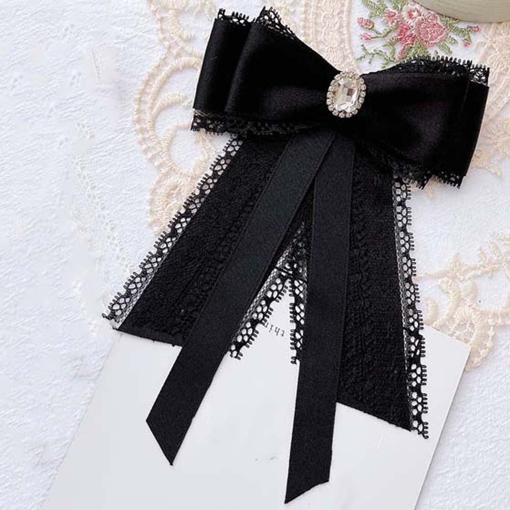 Rhinestone Pearls Tie Black Decoration Shirt Tie Hand-beaded Lace Necktie Women
