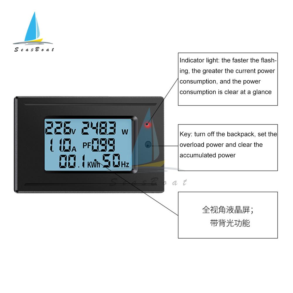 Digital Voltmeter Ammeter AC 5A/10A/20A/100A Power Electricity Meter 1100W/2200W/4400W/22000W HD Display Voltage Current Meter