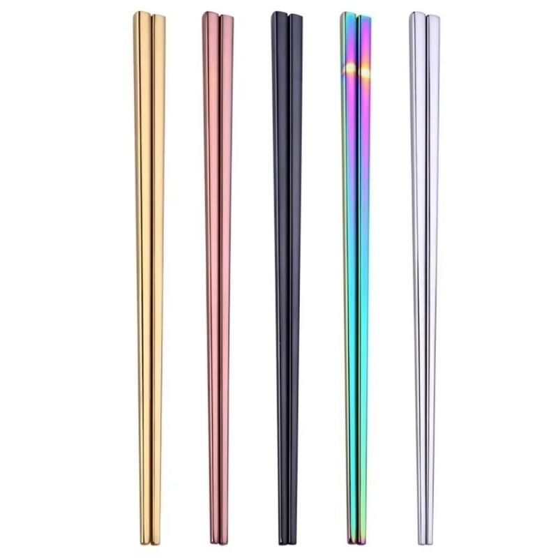 1 пара столовых приборов из нержавеющей стали, цветная длина 23 см, многоразовые палочки для еды, посуда для свадеб, вечеринок, фестивалей, случаев, китайский подарок