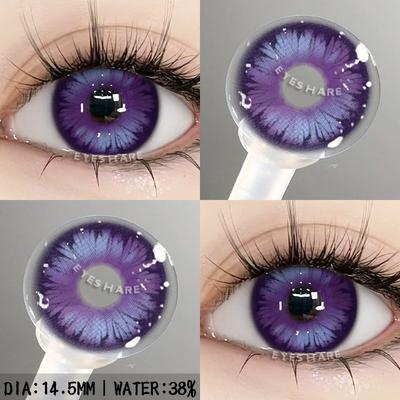 1 пара фиолетовых линз для глаз, цветные контактные линзы, аниме-розовые линзы, синие зрачки для глаз, линзы Y2K для естественных глаз