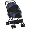 Dog Stroller Dog Buggy Foldable, 1 Basket, 2 Brakes, incl. Safety Leash, Blue