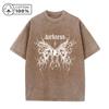 Mens Gothic Butterfly Print Casual Washed TShirt Summer Loose Fit Pure Cotton Crew Neck Short Sleeve Retro Street Style Top