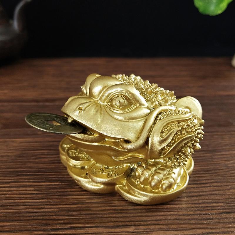 Золотая трехногая жаба статуэтка лягушки скульптура орнамент статуя Будды смоляные фигурки счастливые подарки деньги монета украшение дома