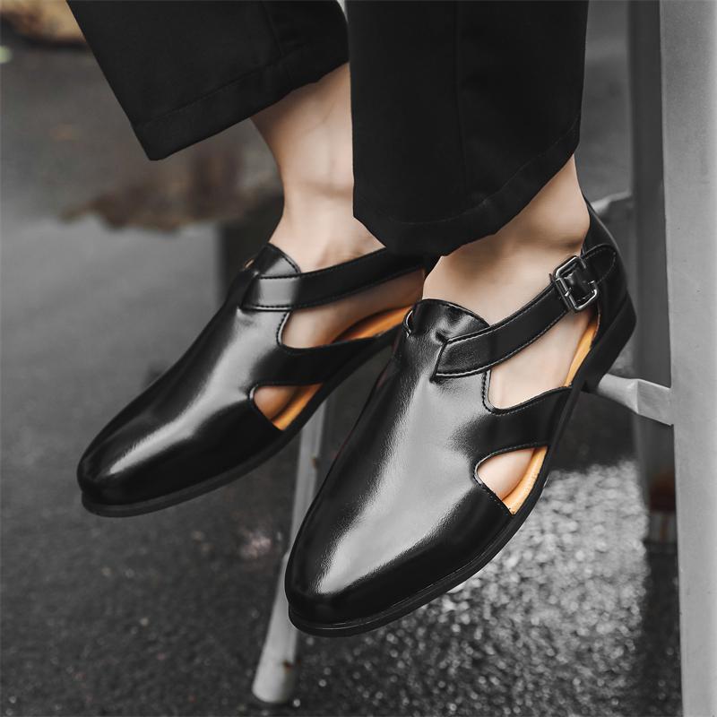 Модные сандалии летние мужские удобные полые нескользящие мягкие прохладные легкие дышащие универсальные классические носимые модные повседневные кожаные сандалии