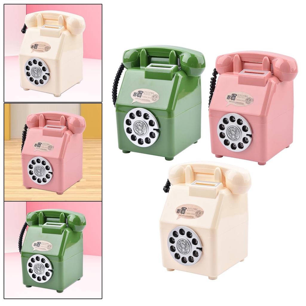 Telephone Piggy Bank Decorative Figurine for Living Room Adult Kids Cabinet