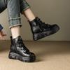 Autumn and Winter New Thick-soled Inner Height Increase of 8cm Side Zipper Comfortable Versatile Casual High-top Low-tube Martin Boots Women's Leather