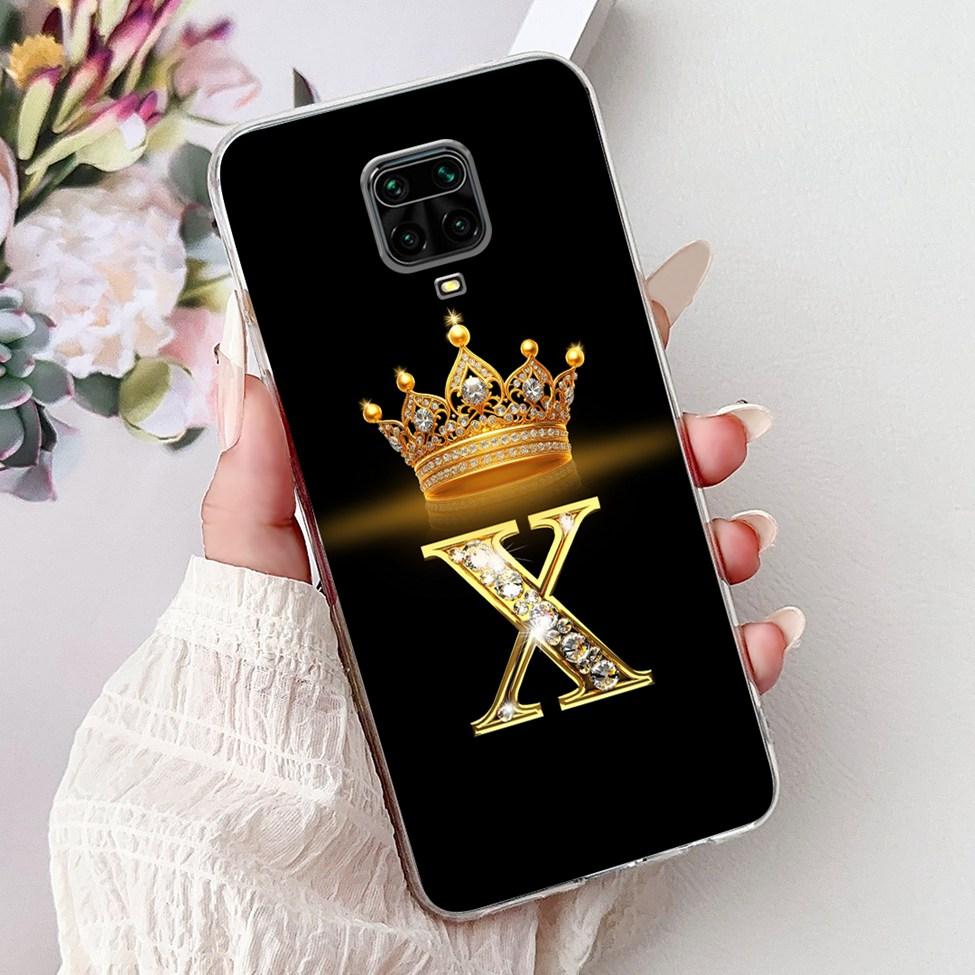 Прозрачный чехол для Xiaomi Redmi Note 9s Чехол Модный Роскошный Буквы A-Z Корона Мягкий ТПУ Чехол для телефона M2003J6A1G