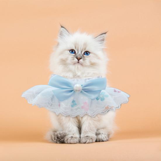 Cat Bib Soft Touch Lovely Bandana Adjustable Bow Collar Bib Lace Neck Scarf Pet Neckerchief for Small Dogs