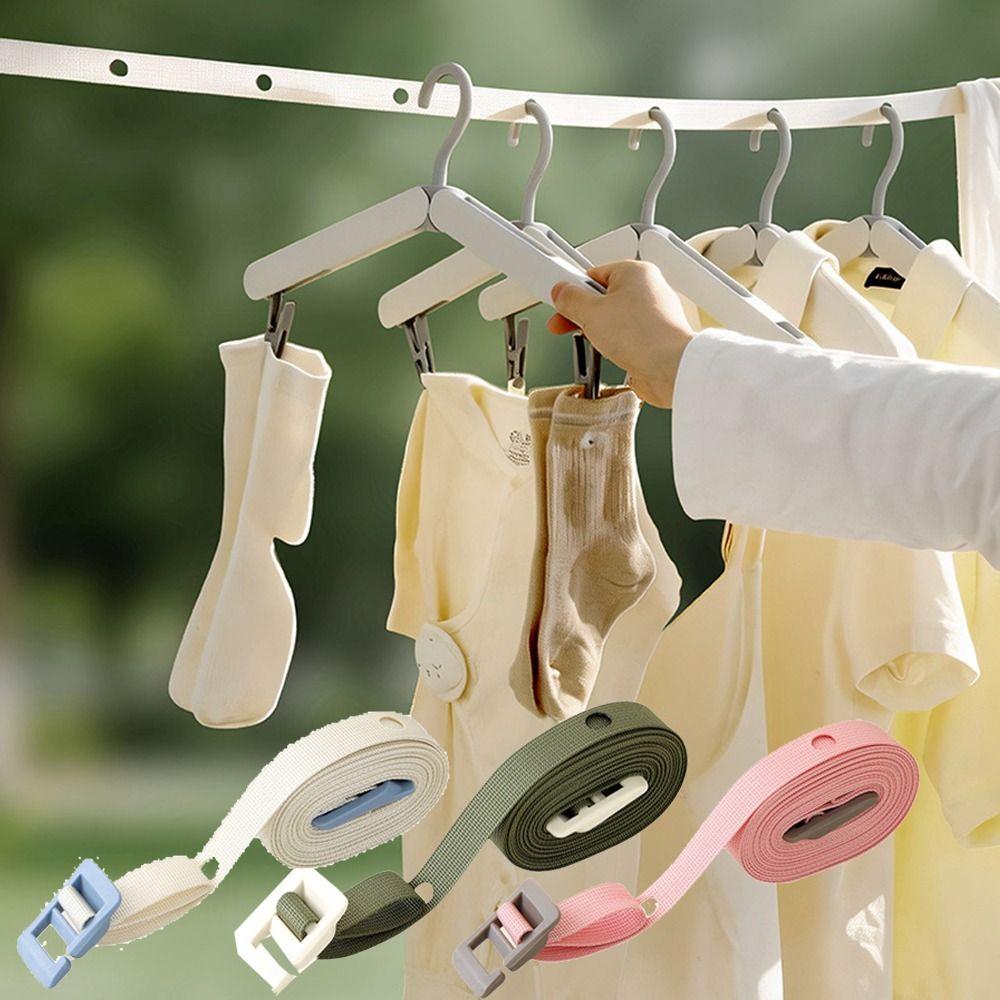 Adjustable Portable Storage Lanyard Windproof Travel Laundry Drying Line Outdoor Clothesline  Hotel