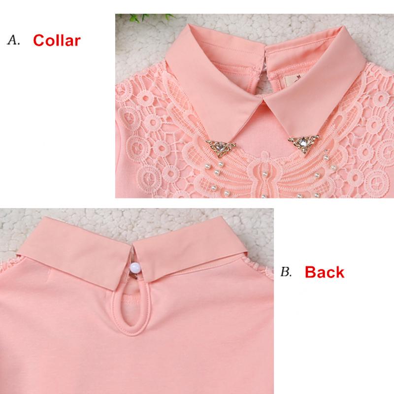 YUBAOBEI Spring Autumn Girls Blouse Children Lapel Tops Clothing Kids Cotton Pink White T-Shirt