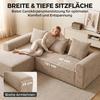 Corner Sofa with Chaise Longue, Frameless L-Shaped Cloud Sofa in Chenille, Deep Seat, Pocket Springs, Beige