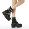 Autumn and Winter Thick-soled Wedge Short Boots Muffin Metal Chain Front Lace-up Martin Boots Large-size Women's Boots