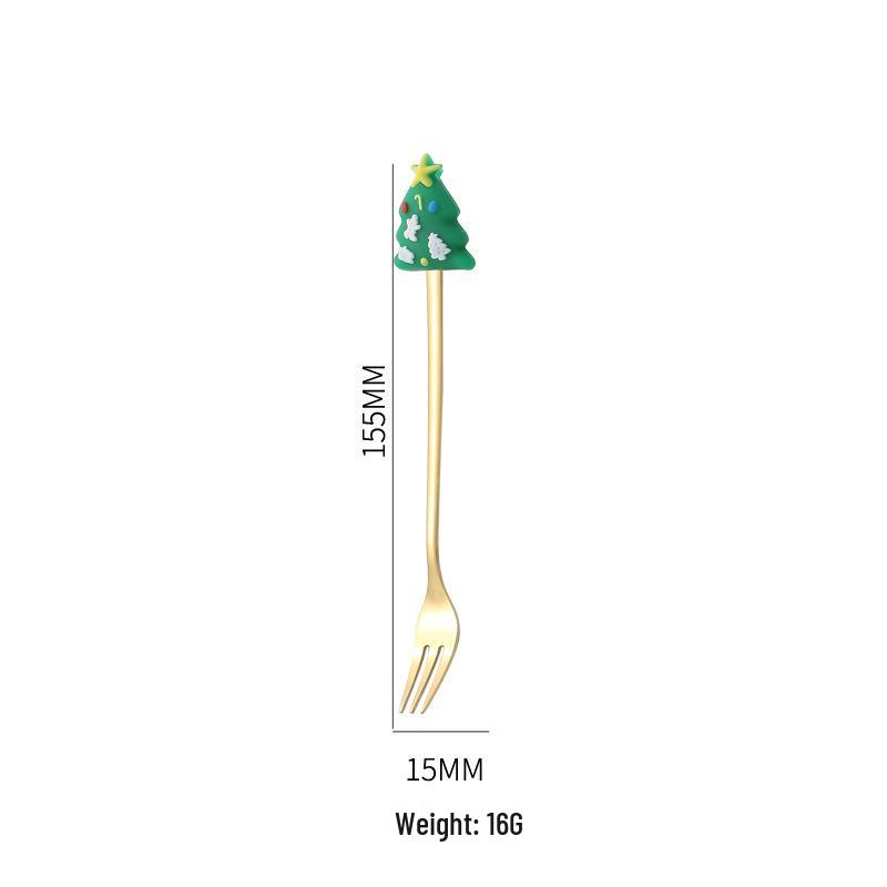 Креативный мультяшный набор ложек и вилок из нержавеющей стали: Палочка для кофе, Фруктовая вилка, Рождественский подарок