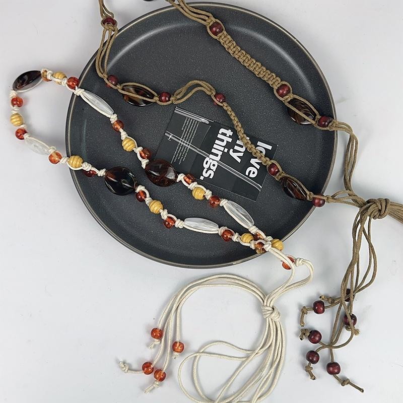 Винтажный этнический стиль, плетеный вручную пояс, женский, декоративная цепочка на талию для платья, универсальный богемный пояс Y2K