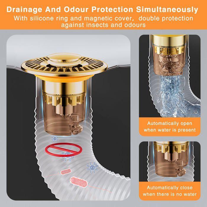 Bouchon de lavabo pop-up universel 32-43 mm - or, inox/laiton, drainage rapide